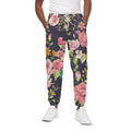 Vintage Rose Floral Flower Pattern Print Cotton Sweatpants