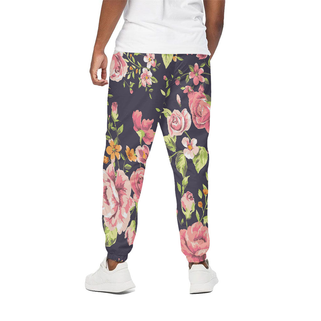 Vintage Rose Floral Flower Pattern Print Cotton Pants