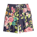 Vintage Rose Floral Flower Pattern Print Cotton Shorts