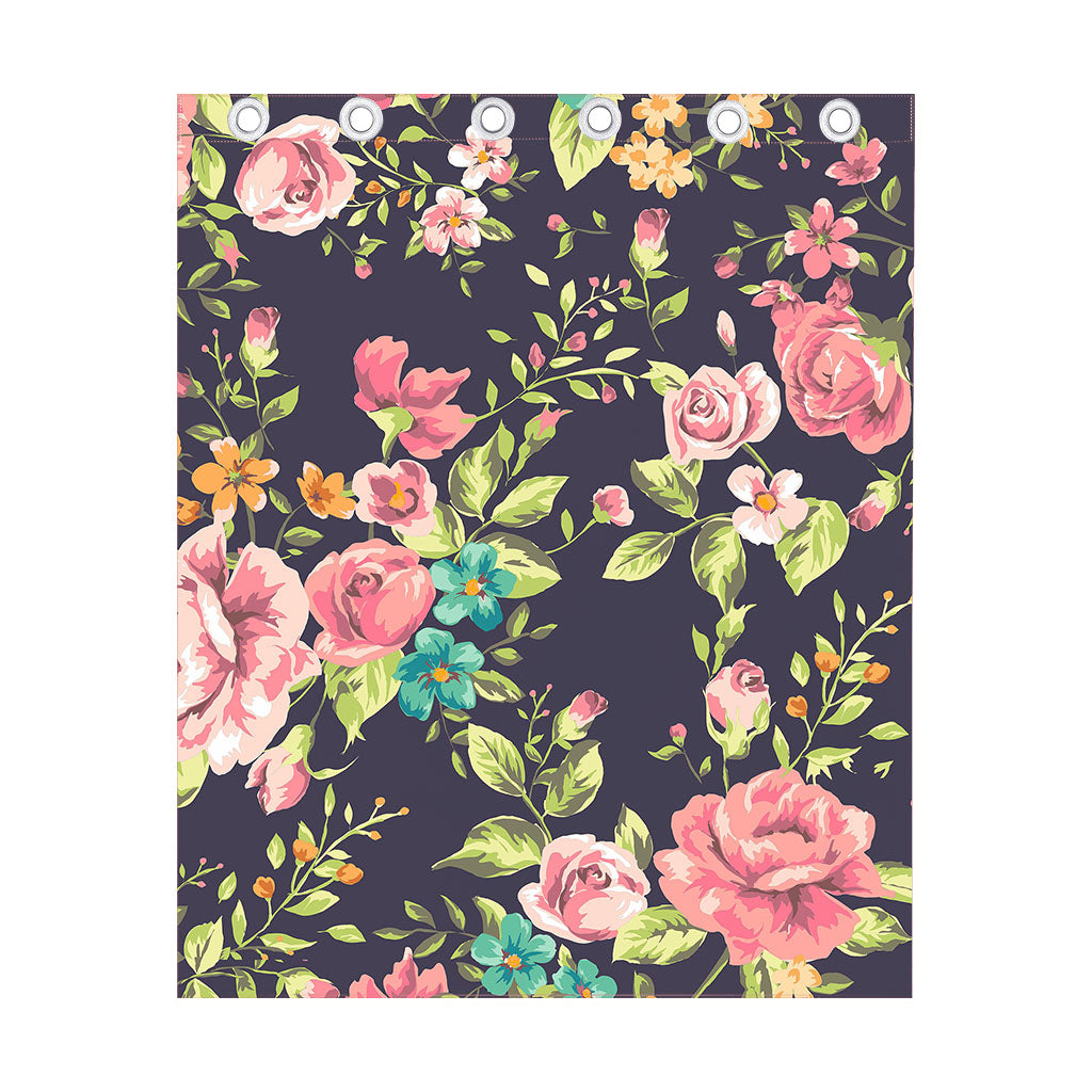 Vintage Rose Floral Flower Pattern Print Curtain