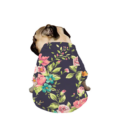Vintage Rose Floral Flower Pattern Print Dog Zip Up Jacket