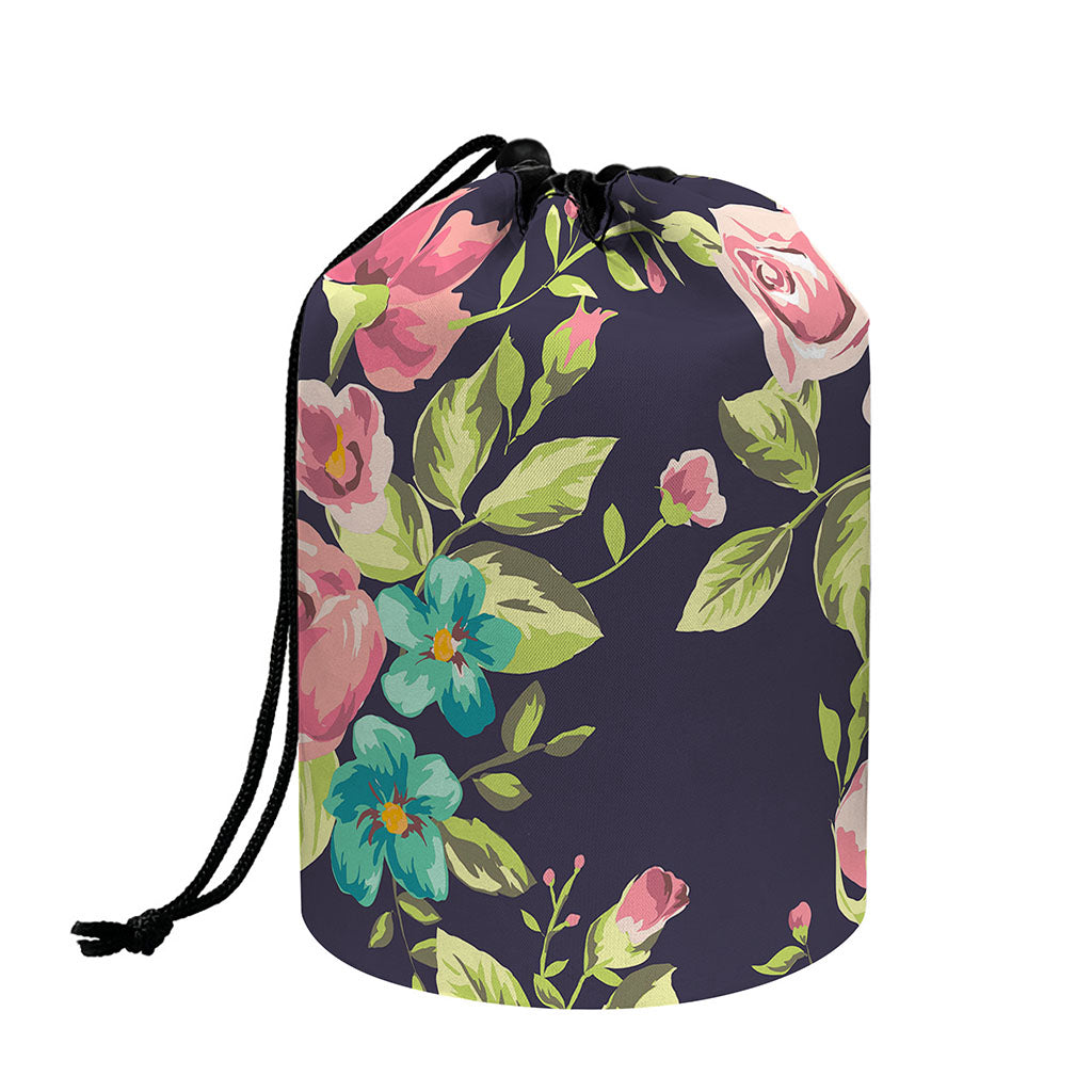 Vintage Rose Floral Flower Pattern Print Drawstring Makeup Bag