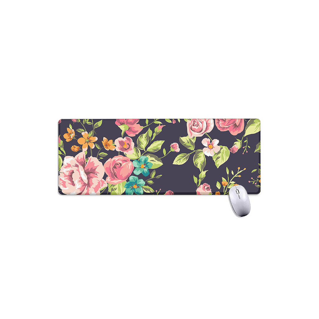 Vintage Rose Floral Flower Pattern Print Extended Mouse Pad