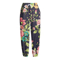 Vintage Rose Floral Flower Pattern Print Fleece Lined Knit Pants