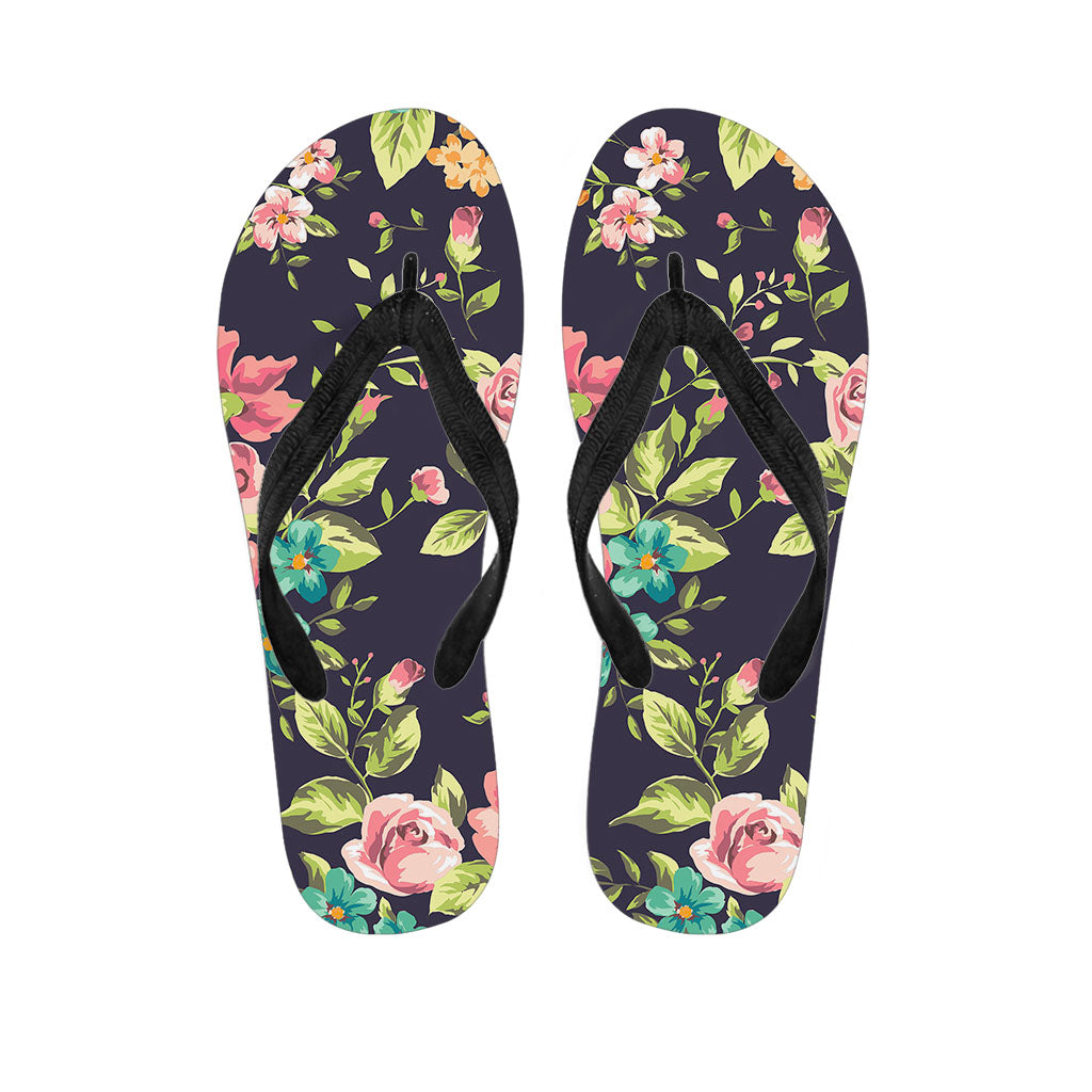 Vintage Rose Floral Flower Pattern Print Flip Flops