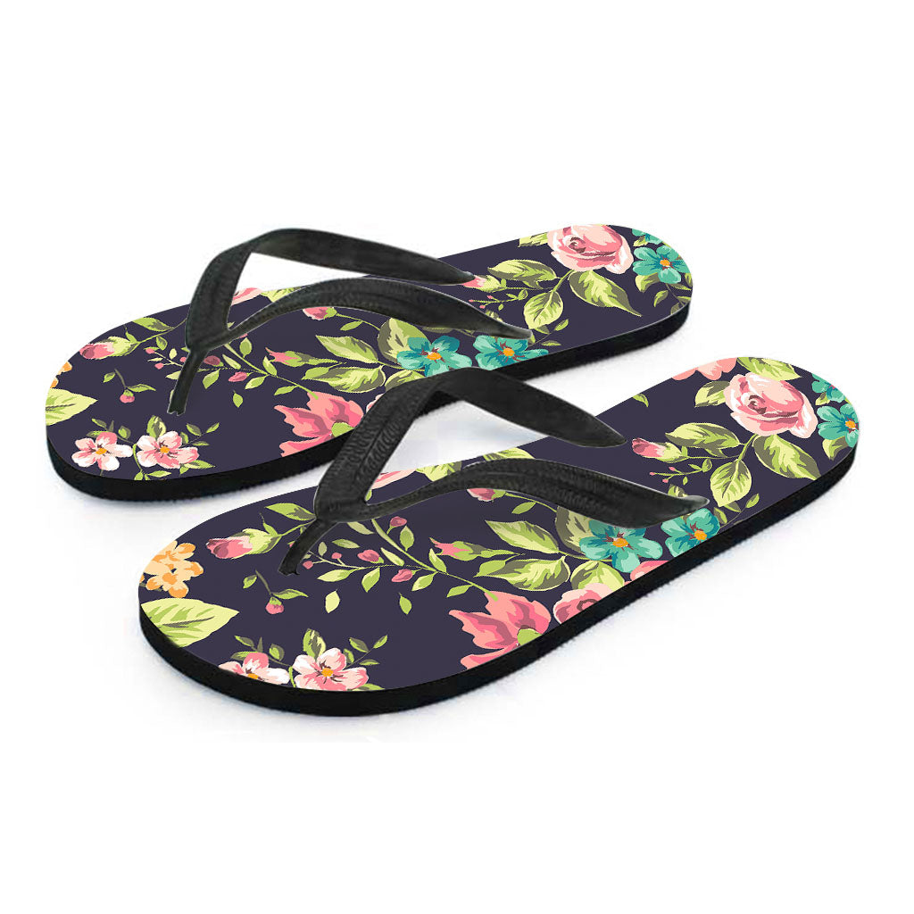 Vintage Rose Floral Flower Pattern Print Flip Flops