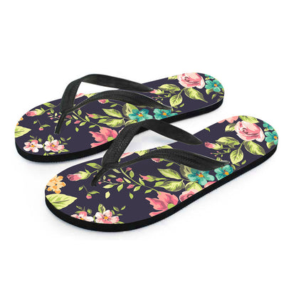 Vintage Rose Floral Flower Pattern Print Flip Flops