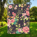 Vintage Rose Floral Flower Pattern Print Garden Flag
