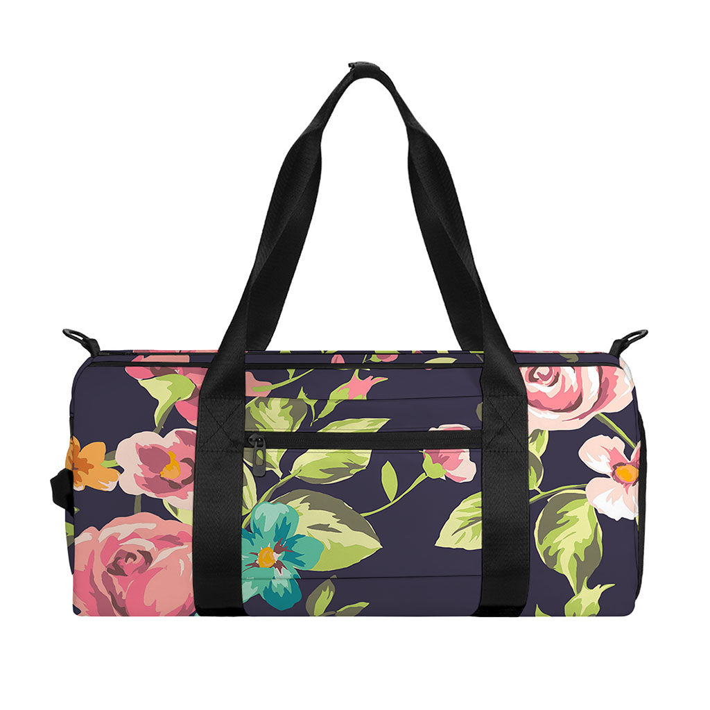 Vintage Rose Floral Flower Pattern Print Gym Bag