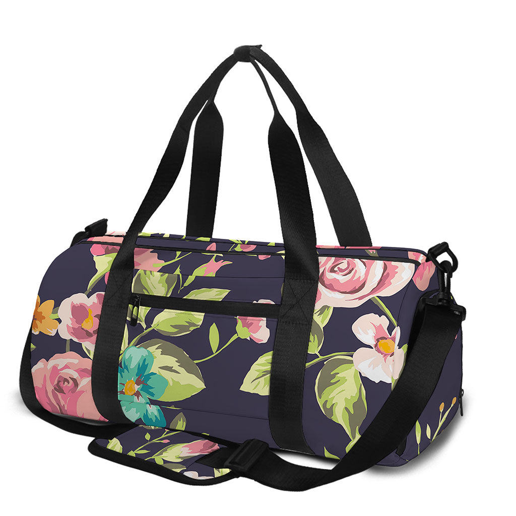 Vintage Rose Floral Flower Pattern Print Gym Bag