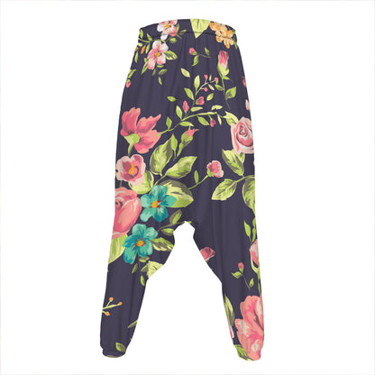 Vintage Rose Floral Flower Pattern Print Hammer Pants
