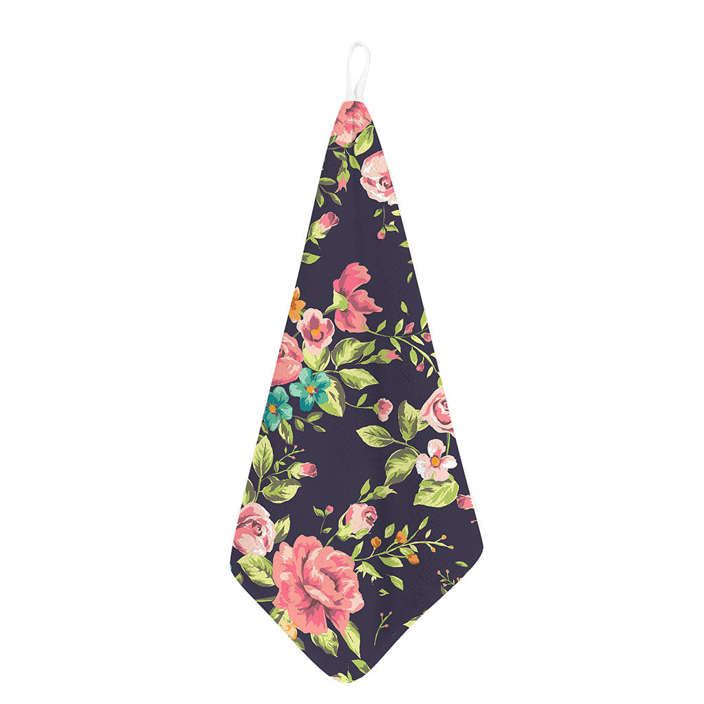 Vintage Rose Floral Flower Pattern Print Hand Towel