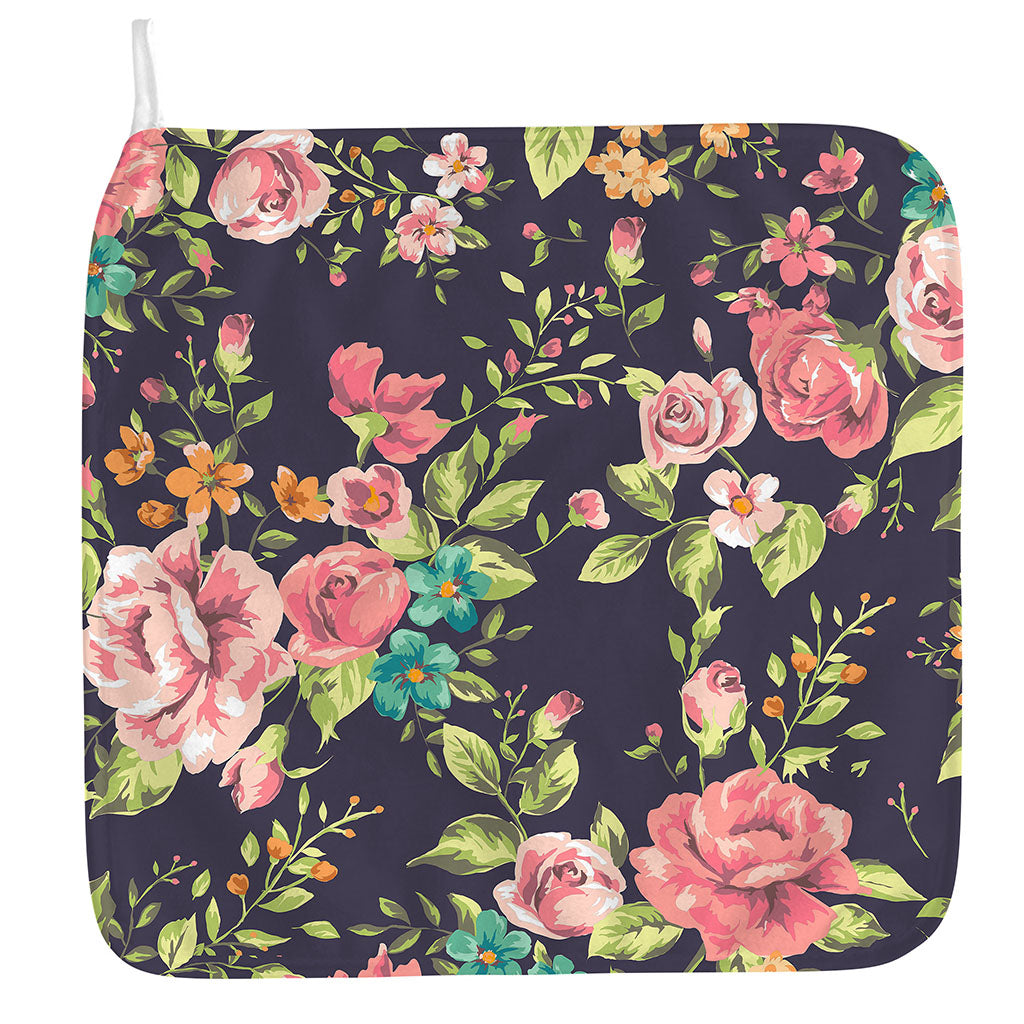 Vintage Rose Floral Flower Pattern Print Hand Towel