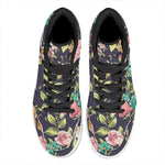 Vintage Rose Floral Flower Pattern Print High Top Leather Sneakers