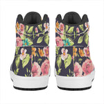 Vintage Rose Floral Flower Pattern Print High Top Leather Sneakers