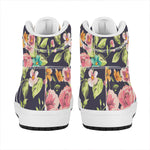 Vintage Rose Floral Flower Pattern Print High Top Leather Sneakers
