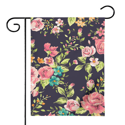 Vintage Rose Floral Flower Pattern Print House Flag