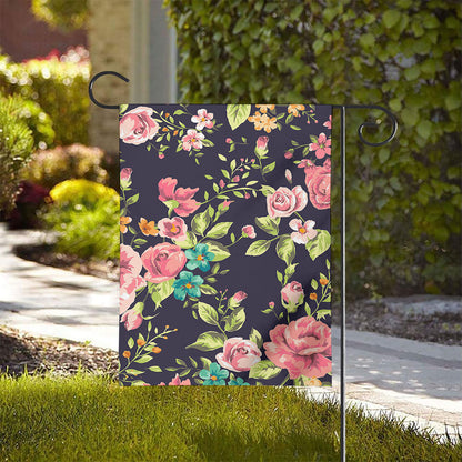 Vintage Rose Floral Flower Pattern Print House Flag