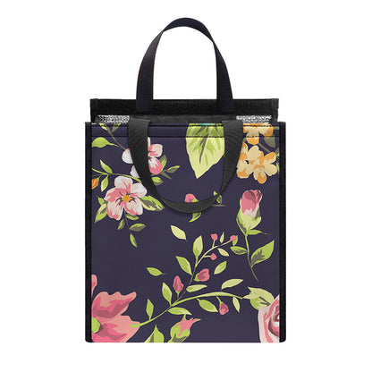 Vintage Rose Floral Flower Pattern Print Insulated Lunch Tote