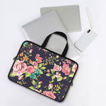 Vintage Rose Floral Flower Pattern Print Laptop Sleeve With Handle