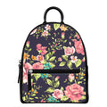 Vintage Rose Floral Flower Pattern Print Leather Backpack