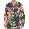 Vintage Rose Floral Flower Pattern Print Long Sleeve Baseball Jersey