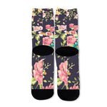Vintage Rose Floral Flower Pattern Print Long Socks