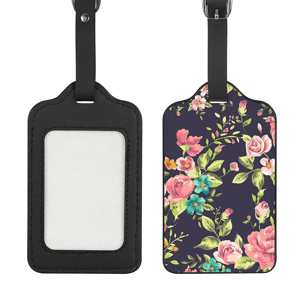 Vintage Rose Floral Flower Pattern Print Luggage Tag
