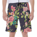Vintage Rose Floral Flower Pattern Print Men's Beach Shorts