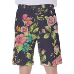 Vintage Rose Floral Flower Pattern Print Men's Beach Shorts
