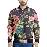 Vintage Rose Floral Flower Pattern Print Men's Bomber Jacket