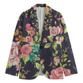 Vintage Rose Floral Flower Pattern Print Men's Cotton Blazer