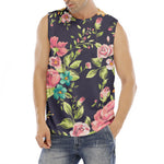 Vintage Rose Floral Flower Pattern Print Men's Fitness Tank Top