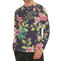 Vintage Rose Floral Flower Pattern Print Men's Long Sleeve Rash Guard