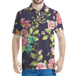 Vintage Rose Floral Flower Pattern Print Men's Polo Shirt