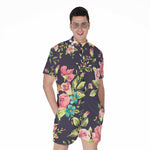 Vintage Rose Floral Flower Pattern Print Men's Rompers