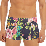 Vintage Rose Floral Flower Pattern Print Men's Short Boxer Briefs