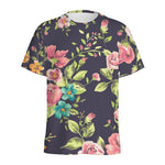 Vintage Rose Floral Flower Pattern Print Men's Sports T-Shirt