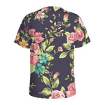 Vintage Rose Floral Flower Pattern Print Men's Sports T-Shirt