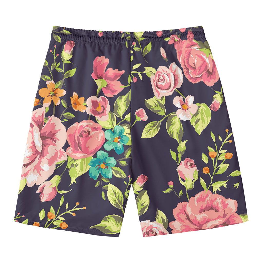 Vintage Rose Floral Flower Pattern Print Men's Swim Trunks