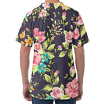 Vintage Rose Floral Flower Pattern Print Men's Velvet T-Shirt