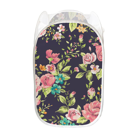 Vintage Rose Floral Flower Pattern Print Mesh Laundry Hamper