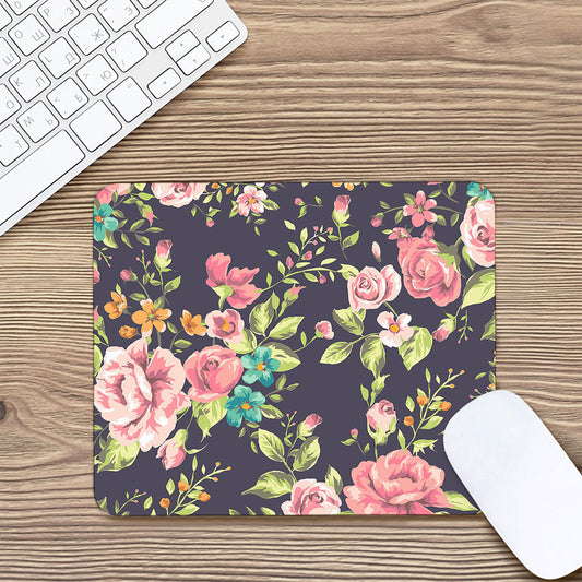 Vintage Rose Floral Flower Pattern Print Mouse Pad