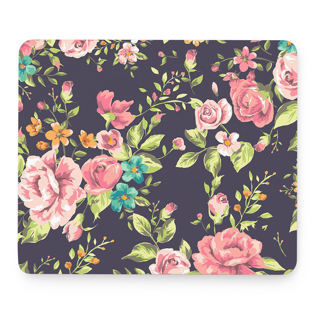 Vintage Rose Floral Flower Pattern Print Mouse Pad