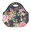 Vintage Rose Floral Flower Pattern Print Neoprene Lunch Bag