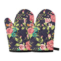 Vintage Rose Floral Flower Pattern Print Oven Mitts