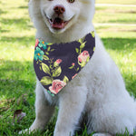 Vintage Rose Floral Flower Pattern Print Over The Collar Dog Bandana