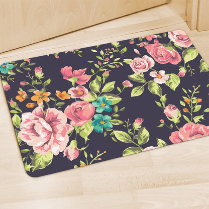 Vintage Rose Floral Flower Pattern Print Polyester Doormat