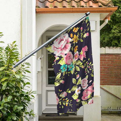 Vintage Rose Floral Flower Pattern Print Polyester Flag