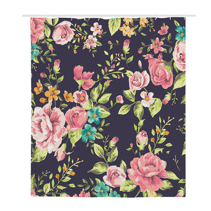 Vintage Rose Floral Flower Pattern Print Polyester Shower Curtain